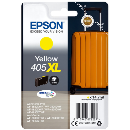 ORIGINAL EPSON 405XL Tintenpatrone gelb High-Capacity 1.100 Seiten, 14,70 ml (C 13 T 05H44010)