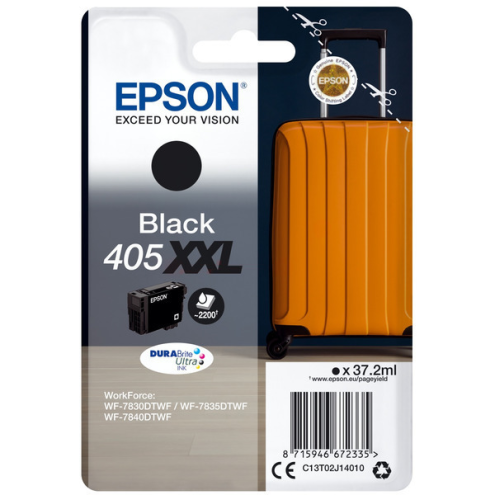 ORIGINAL EPSON 405XXL Tintenpatrone schwarz extra High-Capacity 2.200 Seiten, 37,20 ml (C 13 T 02J14010)
