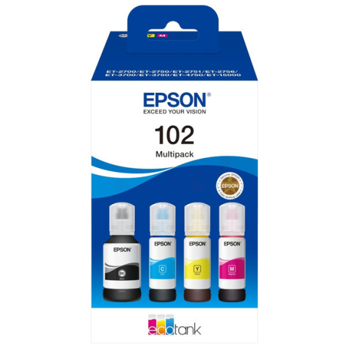 ORIGINAL EPSON 102 Tintenflasche MultiPack Bk,C,M,Y 127ml + 3x70ml (C 13 T 03R640)