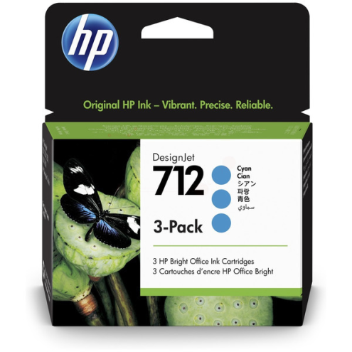 ORIGINAL HP 712 Tintenpatrone cyan MultiPack 29,00 ml, VE=3 (3ED77A)