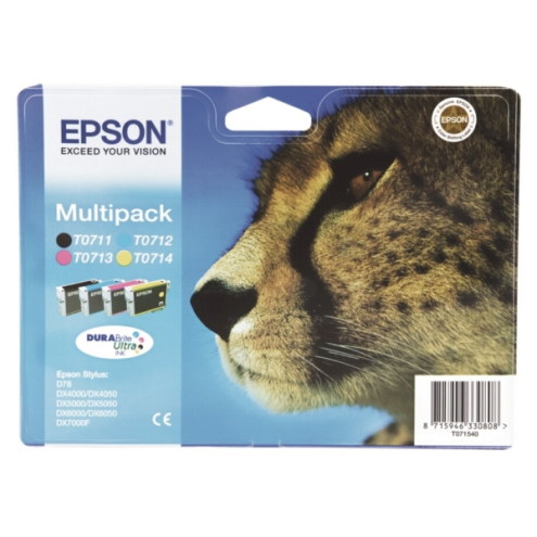ORIGINAL EPSON T0715 Tintenpatrone MultiPack Bk,C,M,Y 7,4ml+3x5,5ml (C 13 T 07154012)