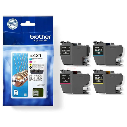 ORIGINAL BROTHER LC421VAL Tintenpatrone MultiPack Bk,C,M,Y 200 Seiten, VE=4