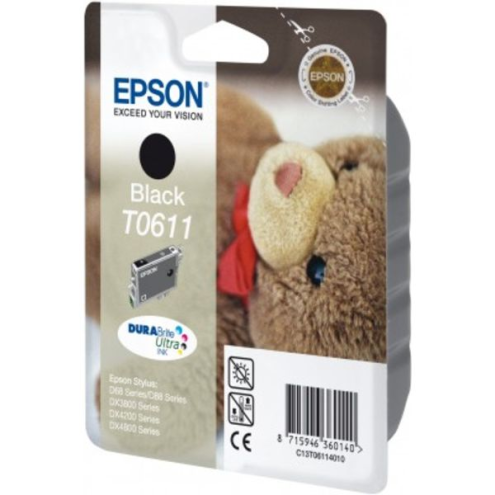 ORIGINAL EPSON T0611 Tintenpatrone schwarz 250 Seiten, 8,00 ml (C 13 T 06114010)
