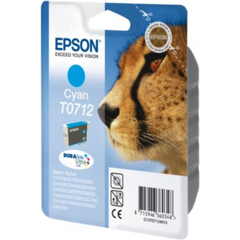 ORIGINAL EPSON T0712 Tintenpatrone cyan 345 Seiten, 5,50 ml (C 13 T 07124012)