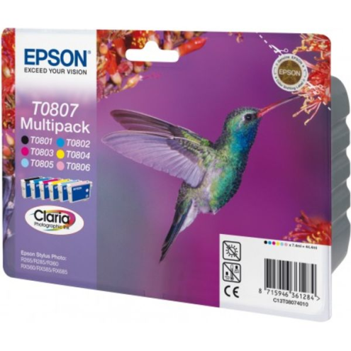 ORIGINAL EPSON T0807 Tintenpatrone MultiPack Bk,C,M,Y,LC,LM 6x7,4ml (C 13 T 08074011)