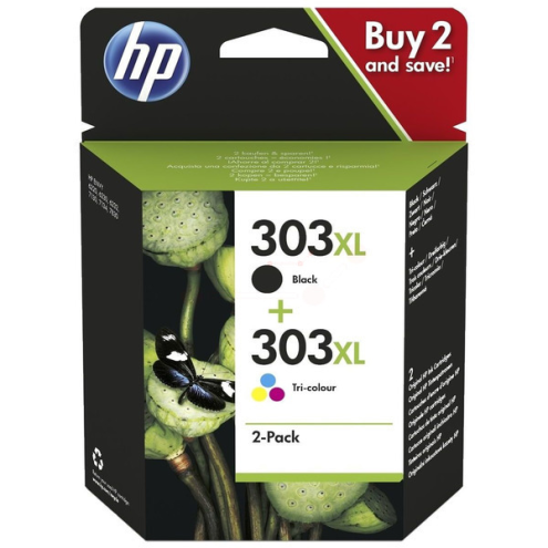 ORIGINAL HP 303XL Druckkopfpatrone Multipack High-Capacity schwarz + color 10ml + 12ml (3YN10AE)