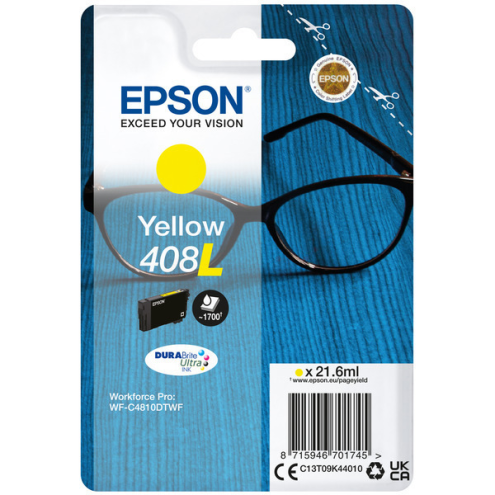 ORIGINAL EPSON 408L Tintenpatrone gelb High-Capacity 1.700 Seiten, 21,60 ml (C 13 T 09K44010)
