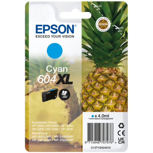 ORIGINAL EPSON 604XL Tintenpatrone cyan High-Capacity 350 Seiten, 4,00 ml (C 13 T 10H24010)