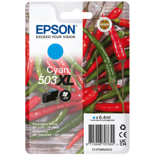 ORIGINAL EPSON 503XL Tintenpatrone cyan High-Capacity 470 Seiten, 6,40 ml (C 13 T 09R24010)