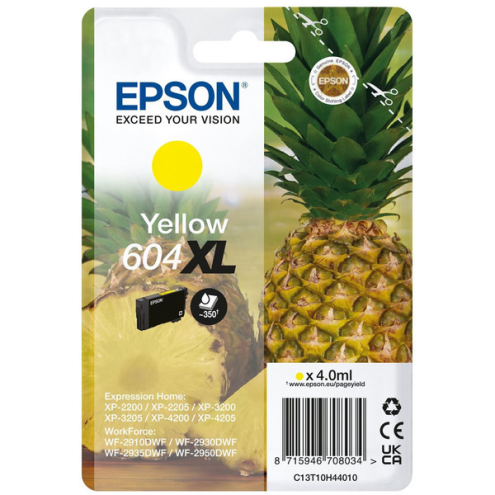ORIGINAL EPSON 604XL Tintenpatrone gelb High-Capacity 350 Seiten, 4,00 ml (C 13 T 10H44010)
