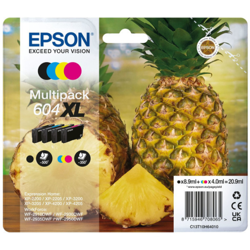 ORIGINAL EPSON 604XL Tintenpatrone MultiPack Bk,C,M,Y High-Capacity 500pg + 3x350pg (C 13 T 10H64010)