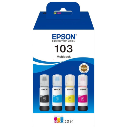 ORIGINAL EPSON 103 Tintenflasche MultiPack Bk,C,M,Y 4.500 Seiten, 70,00 ml, VE=4 (C 13 T 00S64A)
