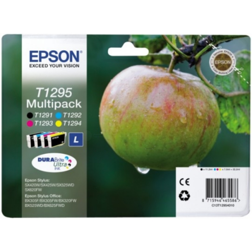 ORIGINAL EPSON T1295 Tintenpatrone MultiPack Bk,C,M,Y 11,2 ml + 3x7 ml (C 13 T 12954012)