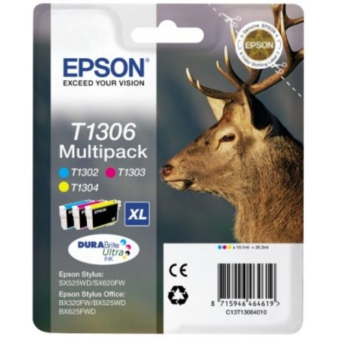 ORIGINAL EPSON T1306 Tintenpatrone MultiPack C,M,Y XL 3x10.1ml (C 13 T 13064012)