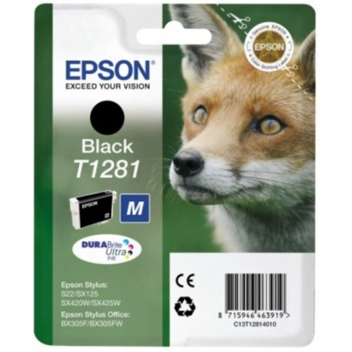 ORIGINAL EPSON T1281 Tintenpatrone schwarz 170 Seiten, 5,90 ml (C 13 T 12814012)