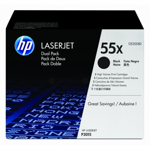ORIGINAL HP 55X Tonerkartusche schwarz High-Capacity Doppelpack 12.500 Seiten, VE=2 (CE 255 XD)