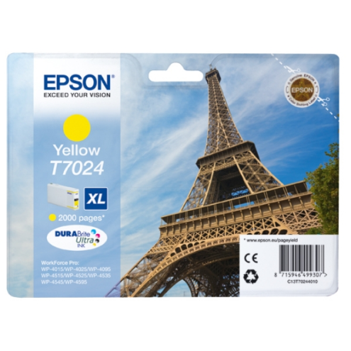 ORIGINAL EPSON T7024 Tintenpatrone gelb XL 2.000 Seiten, 21,30 ml (C 13 T 70244010)