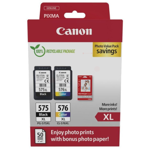 ORIGINAL CANON PG575XLCL576XL Druckkopfpatrone Multipack schwarz + color High-Capacity PVP VE=2 (5437 C 006)