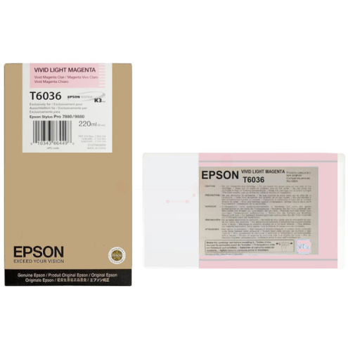 ORIGINAL EPSON T6036 Tintenpatrone magenta hell 220,00 ml (C 13 T 603600)