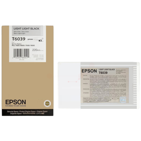 ORIGINAL EPSON T6039 Tintenpatrone schwarz hell hell 220,00 ml (C 13 T 603900)