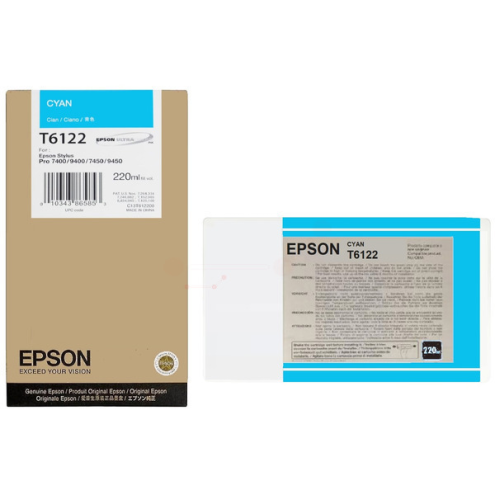 ORIGINAL EPSON T6122 Tintenpatrone cyan 220,00 ml (C 13 T 612200)