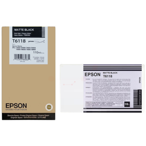 ORIGINAL EPSON T6118 Tintenpatrone schwarz matt 110,00 ml (C 13 T 611800)