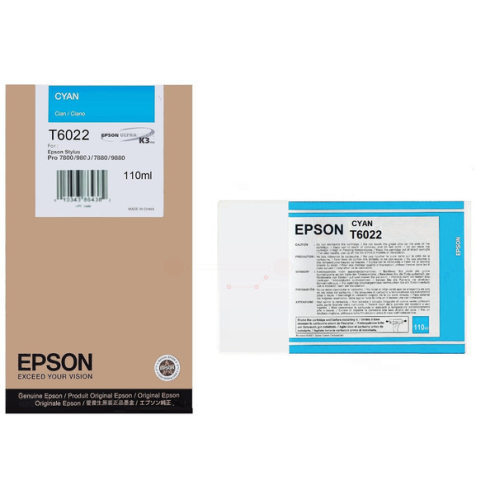 ORIGINAL EPSON T6022 Tintenpatrone cyan 110,00 ml (C 13 T 602200)
