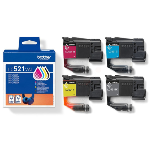 ORIGINAL BROTHER LC521VAL Tintenpatrone MultiPack Bk,C,M,Y 500 Seiten, VE=4
