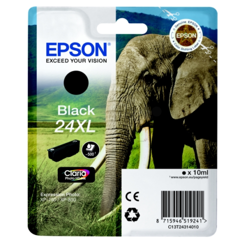 ORIGINAL EPSON 24XL Tintenpatrone schwarz High-Capacity 500 Seiten, 10,00 ml (C 13 T 24314012)