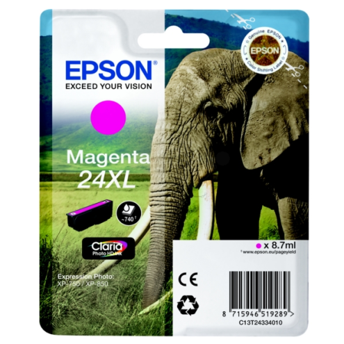 ORIGINAL EPSON 24XL Tintenpatrone magenta High-Capacity 500 Seiten, 8,70 ml (C 13 T 24334012)