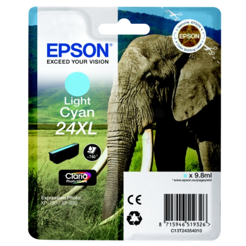 ORIGINAL EPSON 24XL Tintenpatrone cyan hell High-Capacity 500 Seiten, 9,80 ml (C 13 T 24354012)