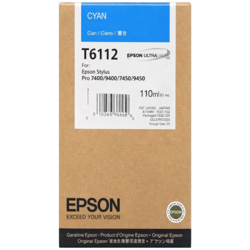 ORIGINAL EPSON T6112 Tintenpatrone cyan 110,00 ml (C 13 T 611200)