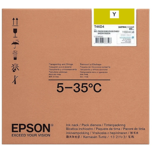 ORIGINAL EPSON T46D6 Tintenpatrone gelb Flourescent 1.000,00 ml, VE=2 (C 13 T 46D640)
