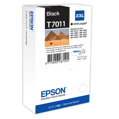 ORIGINAL EPSON T7011 Tintenpatrone schwarz XXL 3.400 Seiten, 63,20 ml (C 13 T 70114010)