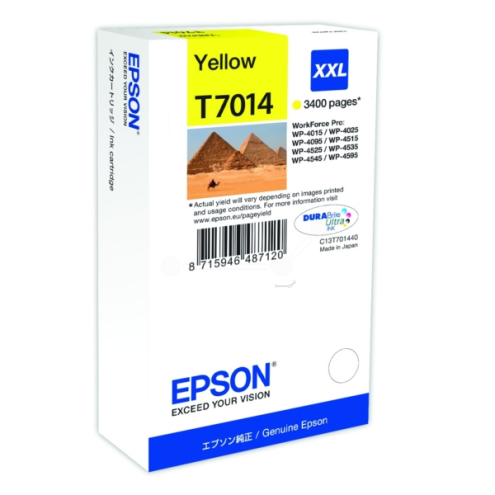 ORIGINAL EPSON T7014 Tintenpatrone gelb XXL 3.400 Seiten, 34,20 ml (C 13 T 70144010)