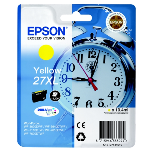 ORIGINAL EPSON 27XL Tintenpatrone gelb High-Capacity 1.100 Seiten, 10,40 ml (C 13 T 27144012)