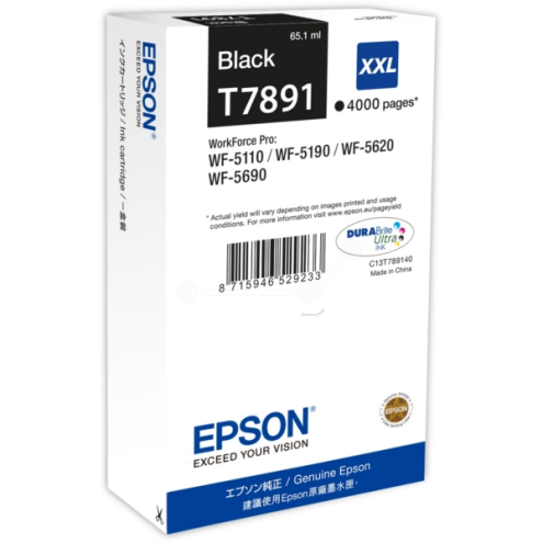ORIGINAL EPSON T7891XXL Tintenpatrone schwarz extra High-Capacity XXL 4.000 Seiten, 65,10 ml (C 13 T 789140)