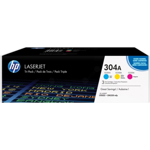 ORIGINAL HP 304A Tonerkartusche MultiPack C,M,Y 2.800 Seiten, VE=3 (CF 372 AM)