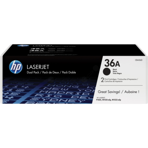 ORIGINAL HP 36A Tonerkartusche schwarz Doppelpack 2.000 Seiten/5%, VE=2 (CB 436 AD)