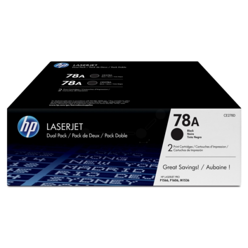 ORIGINAL HP 78A Tonerkartusche schwarz Doppelpack 2.100 Seiten/5%, VE=2 (CE 278 AD)