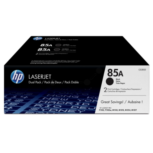 ORIGINAL HP 85A Tonerkartusche schwarz Doppelpack 1.600 Seiten/5%, VE=2 (CE 285 AD)