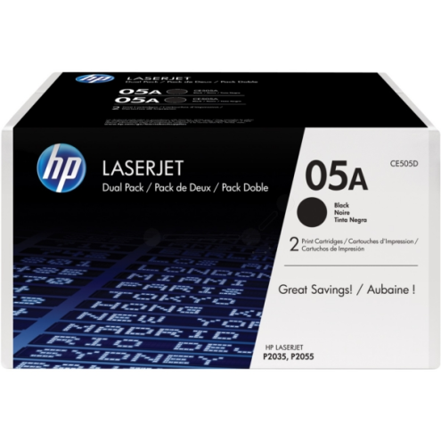 ORIGINAL HP 05A Tonerkartusche schwarz Doppelpack 2.300 Seiten, VE=2 (CE 505 D)