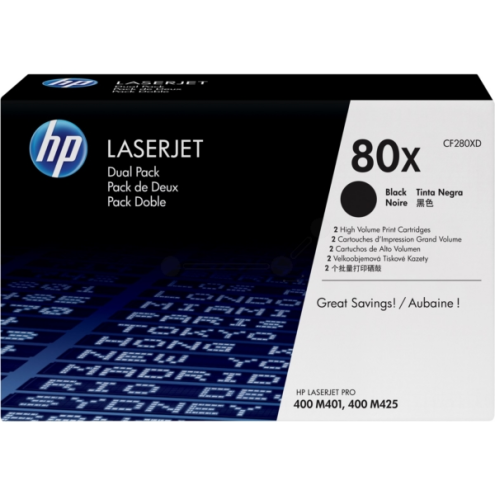 ORIGINAL HP 80X Tonerkartusche schwarz High-Capacity Doppelpack 6.900 Seiten, VE=2 (CF 280 XD)