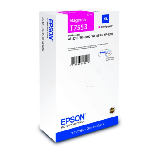 ORIGINAL EPSON T7553 Tintenpatrone magenta 4.000 Seiten, 39,00 ml (C 13 T 755340)