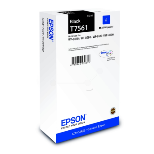 ORIGINAL EPSON T7561 Tintenpatrone schwarz 2.500 Seiten, 50,00 ml (C 13 T 75614N)