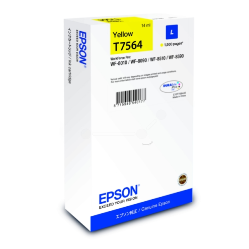 ORIGINAL EPSON T7564 Tintenpatrone gelb 1.500 Seiten, 14,00 ml (C 13 T 75644N)