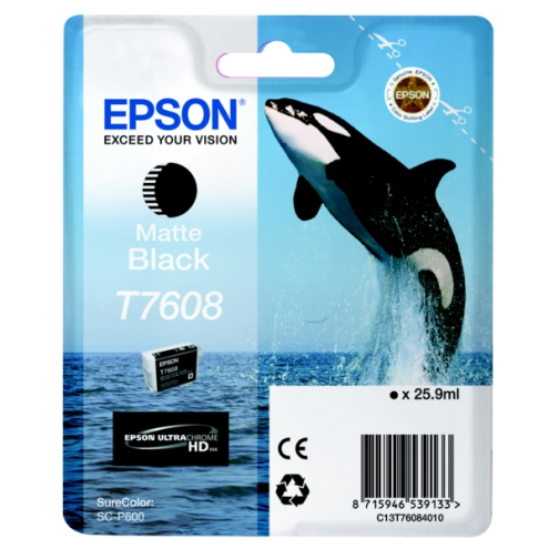 ORIGINAL EPSON T7608 Tintenpatrone schwarz matt 1.100 Seiten, 25,90 ml (C 13 T 76084010)