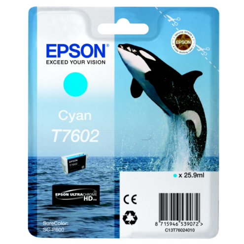 ORIGINAL EPSON T7602 Tintenpatrone cyan 2.200 Seiten, 25,90 ml (C 13 T 76024010)