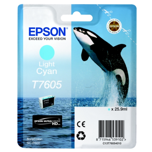ORIGINAL EPSON T7605 Tintenpatrone cyan hell 2.400 Seiten, 25,90 ml (C 13 T 76054010)