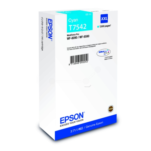 ORIGINAL EPSON T7542 Tintenpatrone cyan 7.000 Seiten, 69,00 ml (C 13 T 75424N)